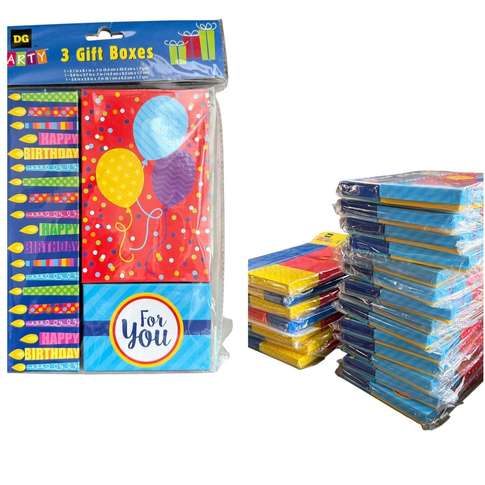 Lot of 63 Assorted DG‎ Party Multicolor Gift Boxes NEW IN SEALED PACKAGES
